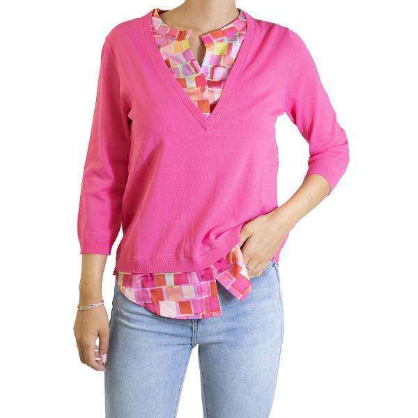 maglia con camicia a fantasia quadri